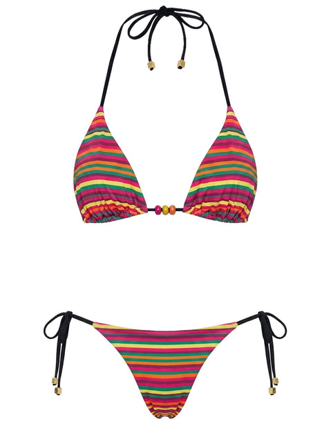 Jenner Triangle Bikini Top Rainbow Stripe