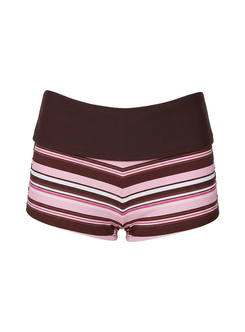 Kylena Foldover Swim Shorts Pink Stripe