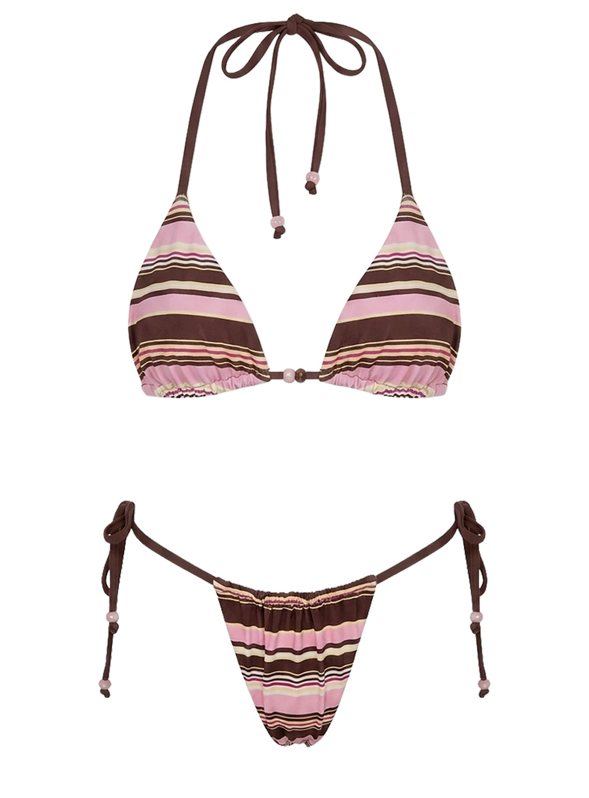 Kylena Triangle Halter Bikini Top Pink Stripe