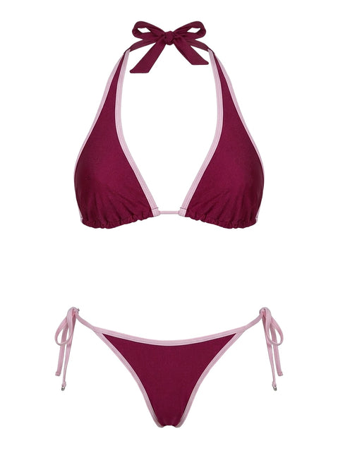Mikaya Beaded Tie Side Bikini Bottoms Fuschia