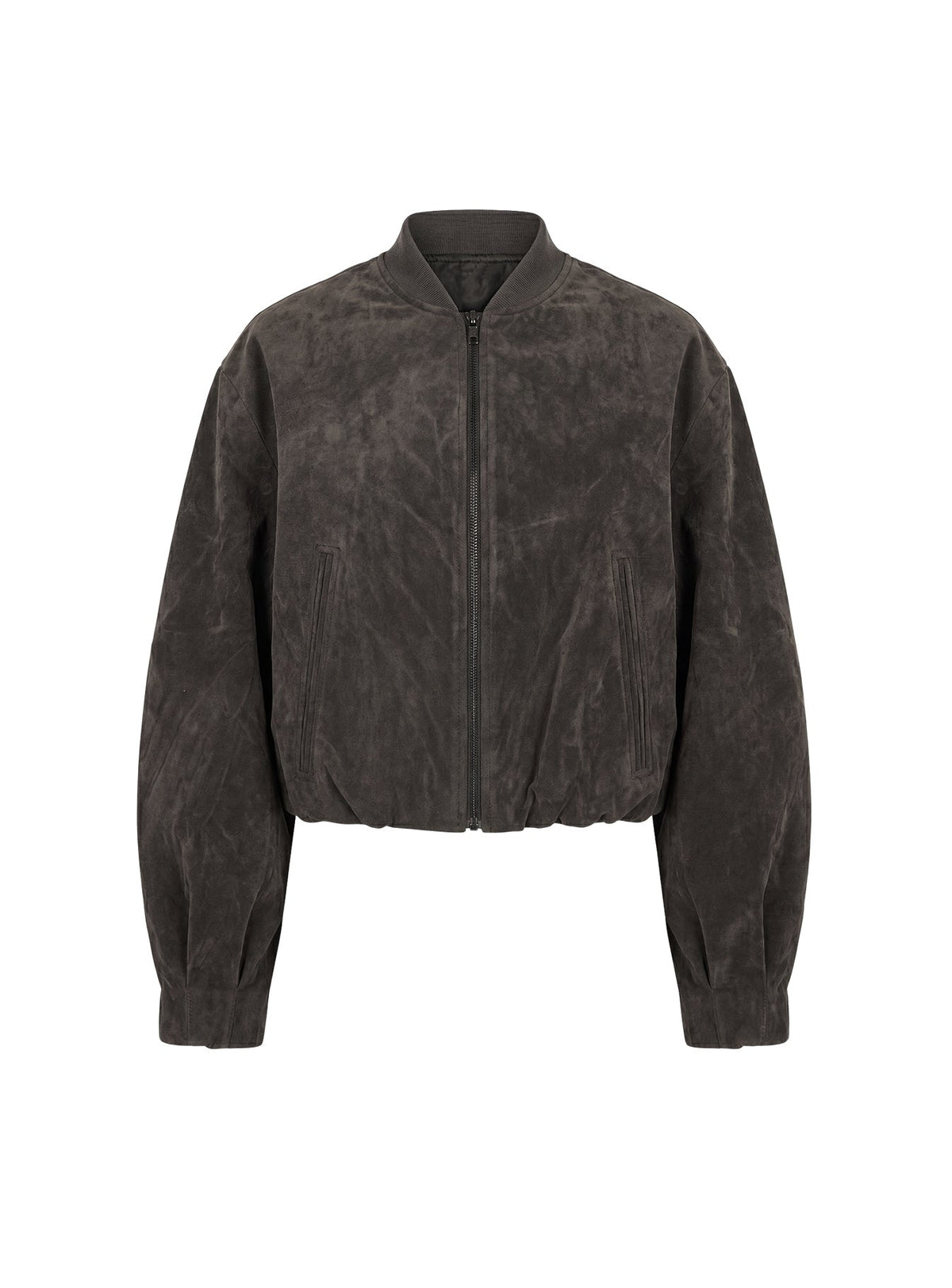 Mastery Faux Suede Bomber Jacket Charcoal