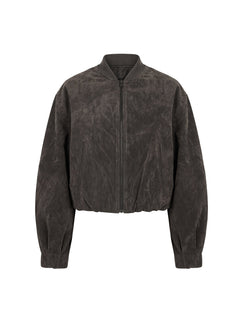 Mastery Faux Suede Bomber Jacket Charcoal