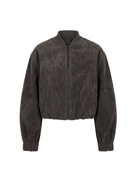 Mastery Faux Suede Bomber Jacket Charcoal