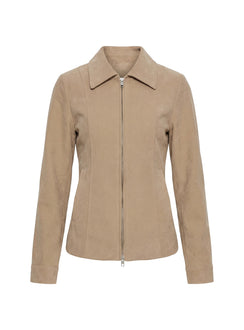 Ryzen Faux Suede Fitted Jacket Stone