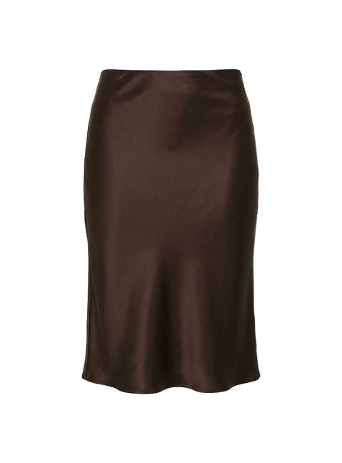 Somani Satin Midi Skirt Chocolate
