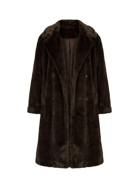 Alvie Longline Faux Fur Coat Brown