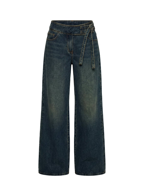 Boxie Mid Rise Wide Leg Jeans Vintage Wash