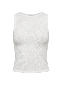 Cypressa Crochet Boat Neck Top Antique White