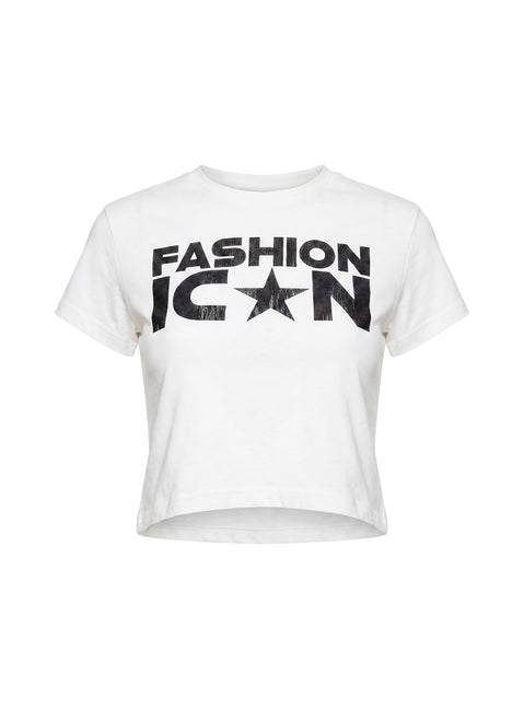 Fashion Icon Graphic Baby Tee White / Black