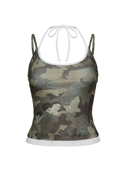 Piera Layered Cami Top Camo