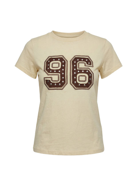 96 Charm Studded Graphic Baby Tee Yellow