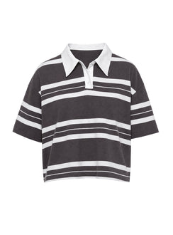 Aaren Boxy Polo Top Brown Stripe