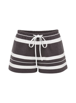 Aaren Drawstring Shorts Brown Stripe