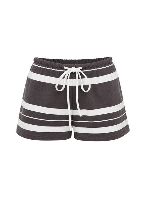 Aaren Drawstring Shorts Brown Stripe