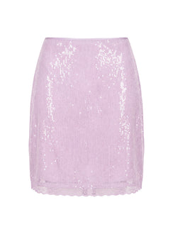 Addisa Sequin Lace Midi Skirt Lilac