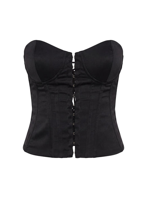 Afelia Strapless Corset Top Black
