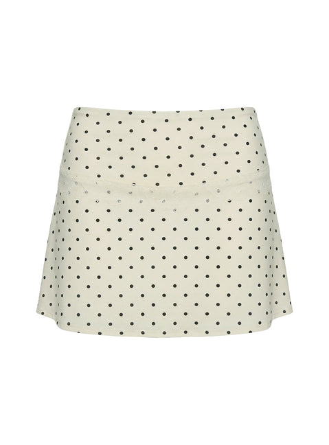 Amia Lace Mini Skirt Cream Polka Dot Mini Skirts Skirts 