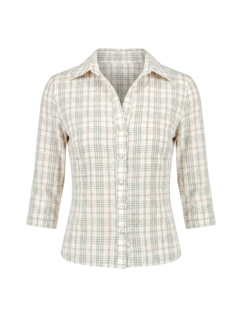 Anni 3/4 Sleeve Top Multi Check