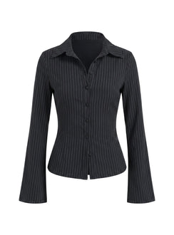 Anni Pinstripe Shirt Black