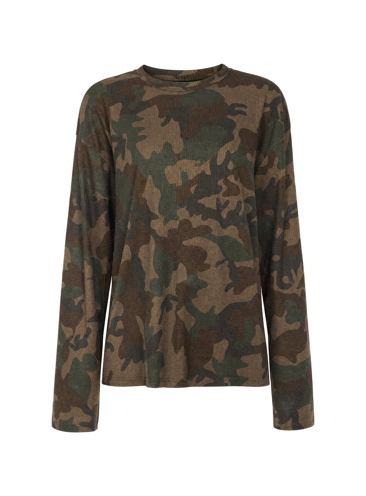 Arlla Waffle Jersey Long Sleeve Top Camo
