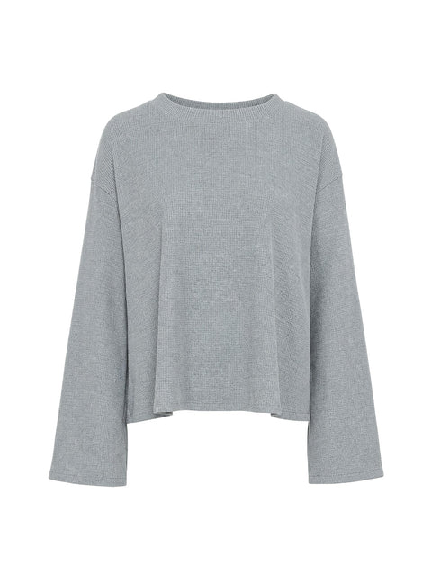 Arlla Waffle Jersey Long Sleeve Top Grey