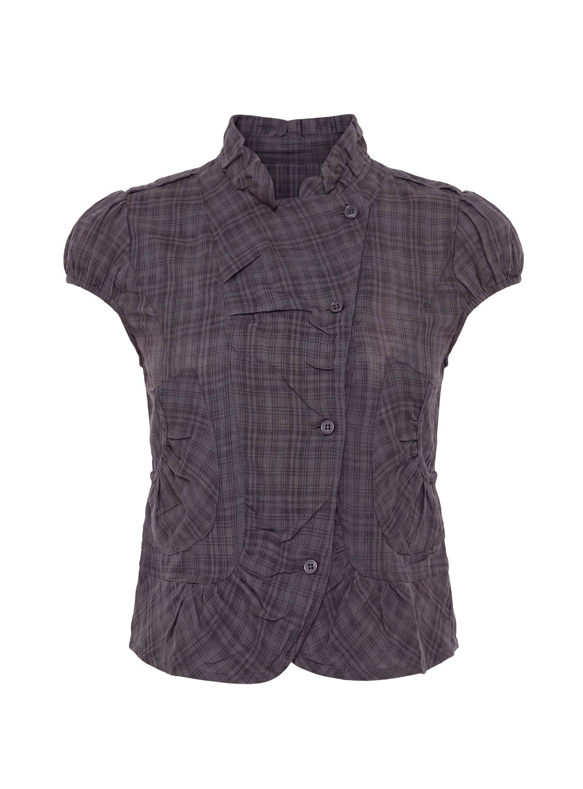 Aryalda Cap Sleeve Blouse Top Multi Check