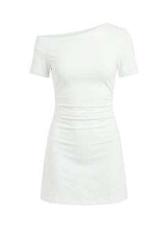 Avriana Off Shoulder T-Shirt Mini Dress White