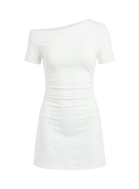 Avriana Off Shoulder T-Shirt Mini Dress White