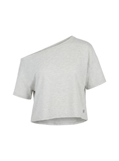 Bailea Off Shoulder Cropped Tee Grey Marle