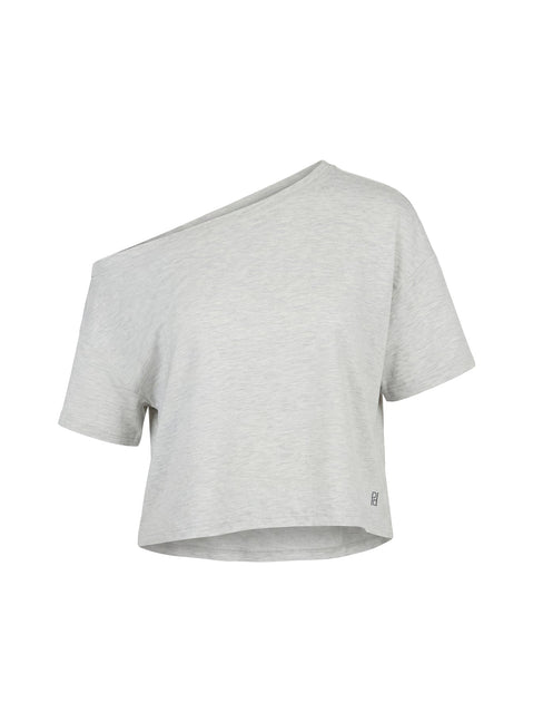 Bailea Off Shoulder Cropped Tee Grey Marle