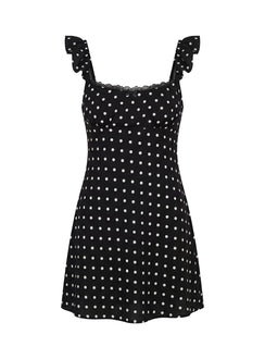 Beacall Mini Dress Black Polka Dot
