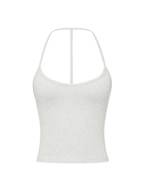 Cecilly Trim Racerback Top Grey Marle