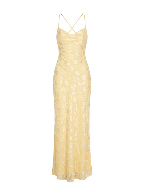 Celena Maxi Dress Lemon Burnout