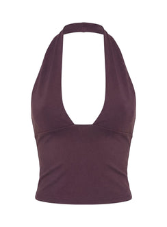 Daily Define Halter Tank Top Aubergine