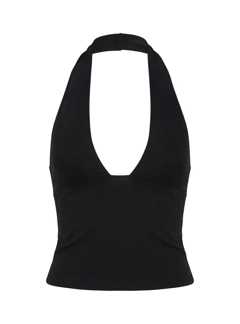 Daily Define Halter Tank Top Black