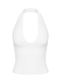 Daily Define Halter Tank Top White