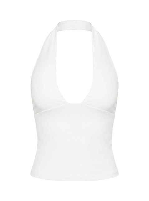 Daily Define Halter Tank Top White