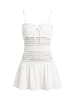Christobela Drop Waist Lace Mini Dress White