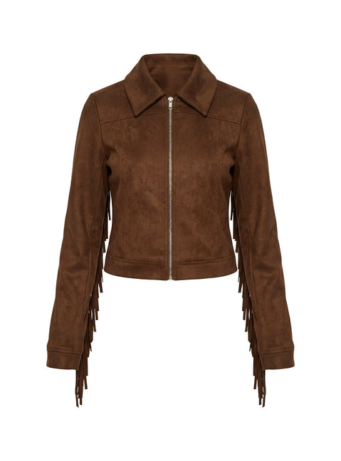 Dakohda Fringe Jacket Chocolate Brown