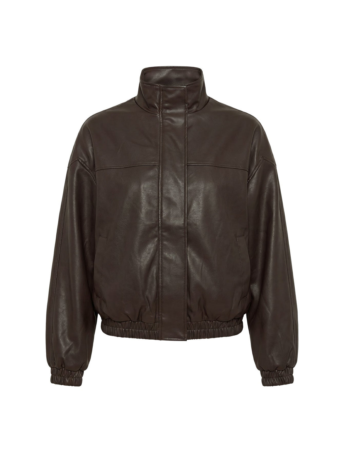 Dialtone Funnel Neck Faux Leather Jacket Washed Brown