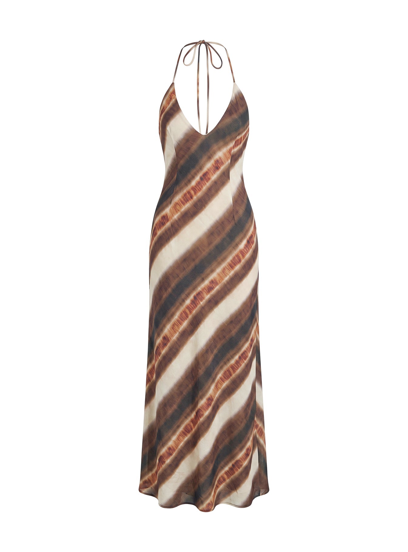 Esmira Halter Maxi Dress Brown Stripe