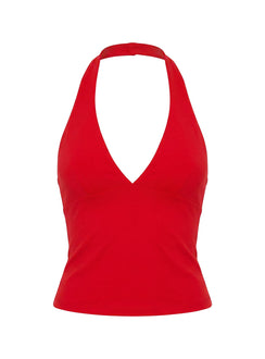 Habitual Active Longline Plunge Neck Tank Top Red