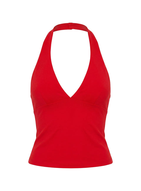 Habitual Active Longline Plunge Neck Tank Top Red