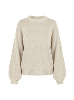 Harmony Balloon Sleeve Knit Sweater Beige