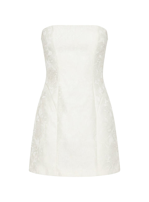 heaven sent strapless mini dress white Lacynda Strapless Embellished Mini Dress White