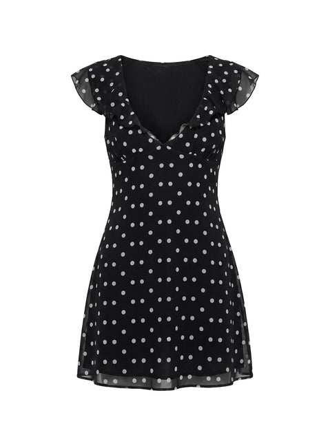 I Guess So Mini Dress Black Polka Dot
