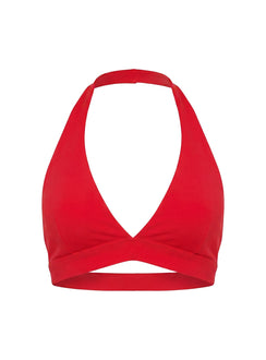 In Motion Active Plunge Halter Crop Top Red