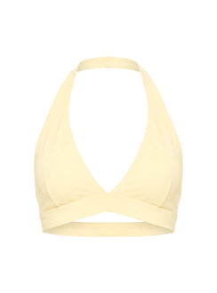 In Motion Active Plunge Halter Crop Top Yellow