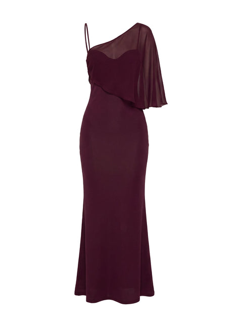 Isebella Sheer Poncho Maxi Dress Mulberry