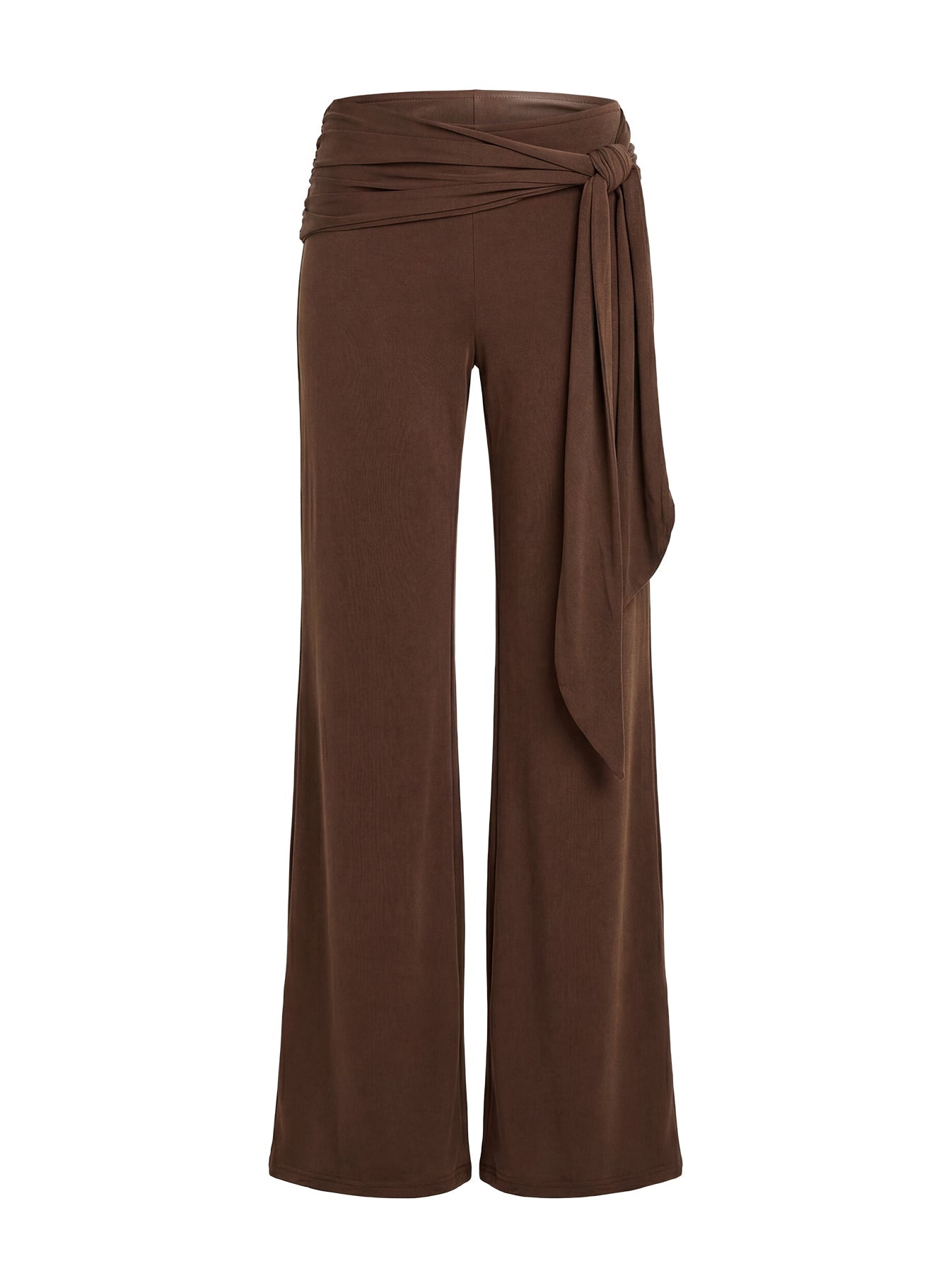 Katiana Wrap Jersey Pants Brown Mid Rise Pants 